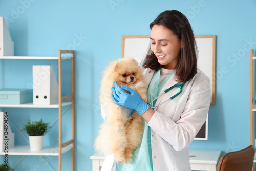 Female veterinarian with cu...