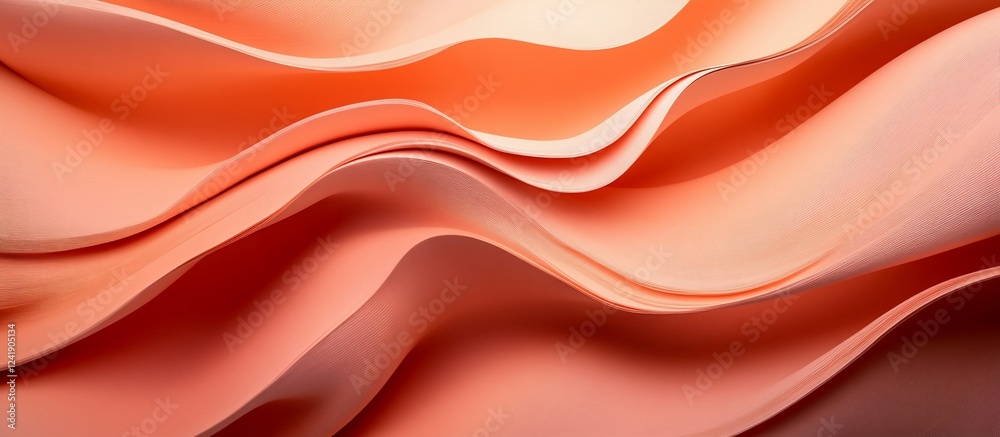 Obraz premium Flowing fabric in soft coral tones, creating a sense of elegance and tranquility in a serene setting