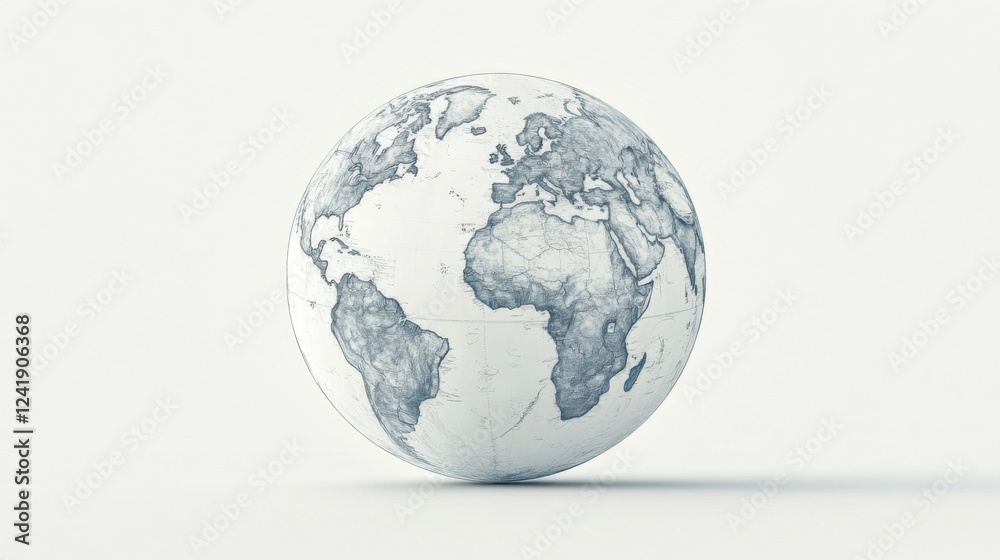 Fototapeta premium Sketchy globe on white background; global connection concept