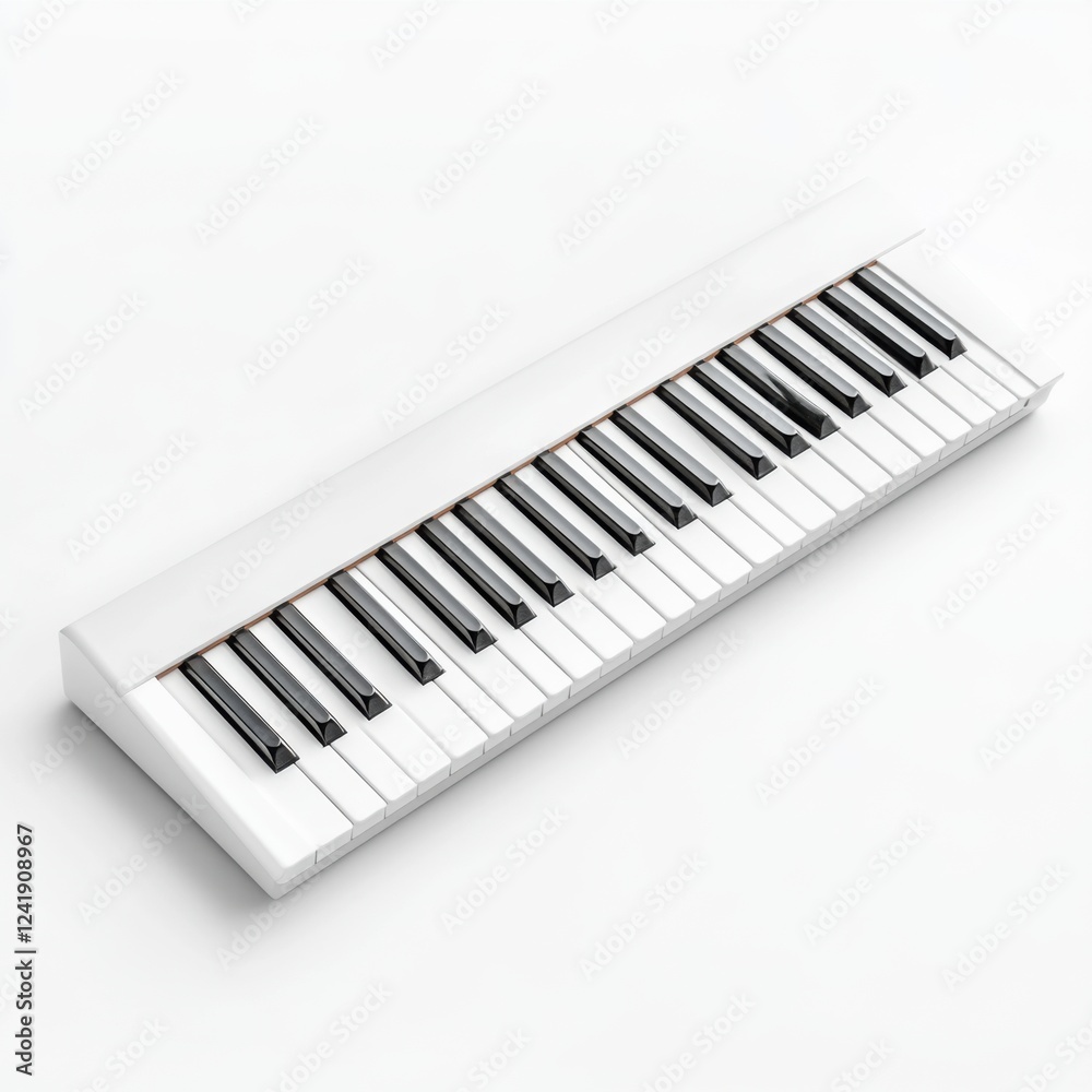 Elegant White Piano Keyboard with Glossy Finish Ideal for Contemporary Music and Artistic Projects Elegant White Piano Keyboard with Glossy Finish Ideal for Contemporary Music and Artistic Projects