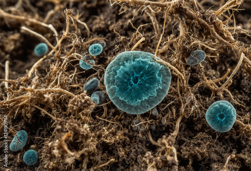 microscopic view of microorganisms in soil, importance of soil health photo