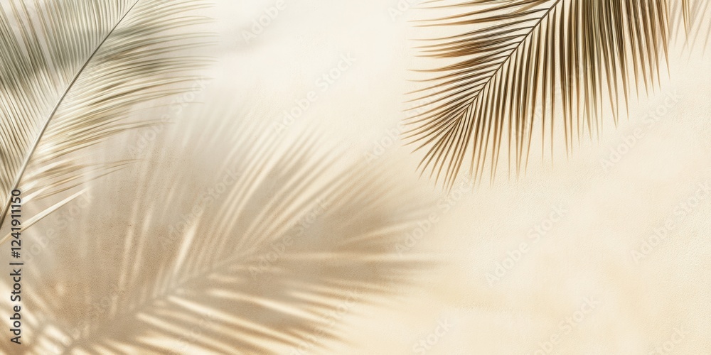 Obraz premium The elegant palm leaves are gently swaying in a beautifully sunlit atmosphere, evoking deep feelings of relaxation and tranquility that one can experience during a blissful summer vacation
