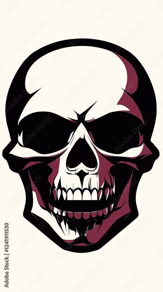 Fototapeta premium Minimalist Flat Skull Vector Illustration for Modern Design Projects