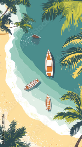 Vintage Sri Lanka Seascape Illustration for Exotic Tropical Summer Vacation Marketing