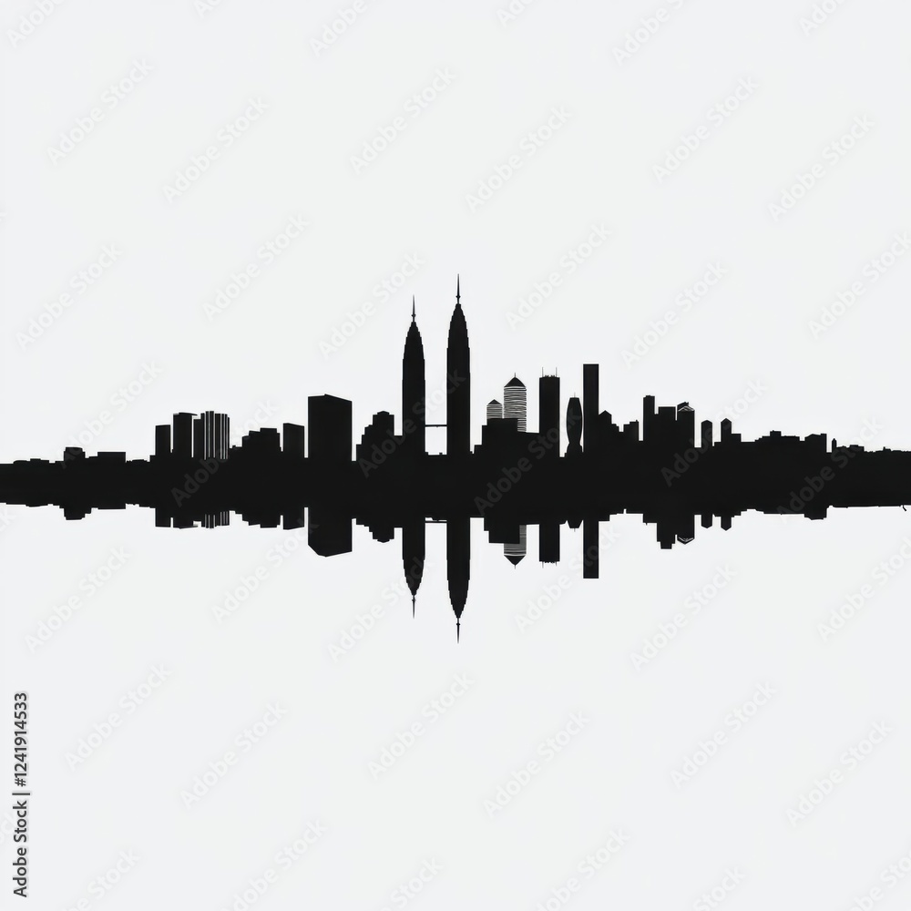 Silhouette city skyline emerges from the mist as the morning sun rises reflecting in calm waters below historic towers blend with modern skyscrapers in a picturesque ethereal scene silhouetted skyline Silhouette city skyline emerges from the mist as the morning sun rises reflecting in calm waters below historic towers blend with modern skyscrapers in a picturesque ethereal scene silhouetted skyline