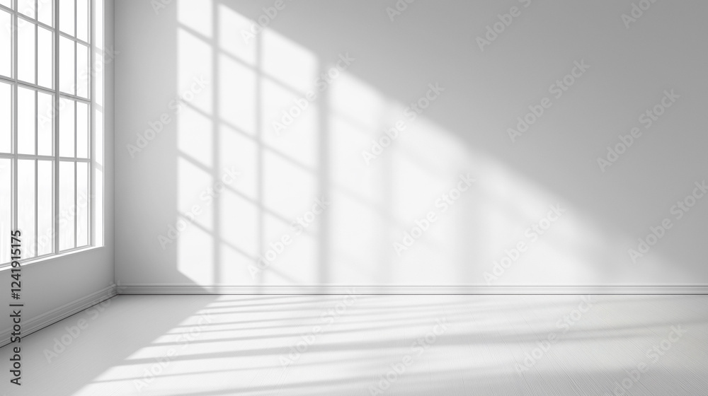 Bright Minimal Room with Window Shadows Bright Minimal Room with Window Shadows
