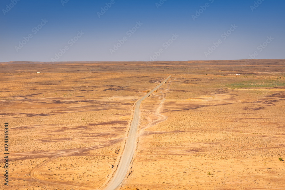 Kyzylkum (red sand) Desert of the Khorezm region from Chilpik Kala, Uzbekistan