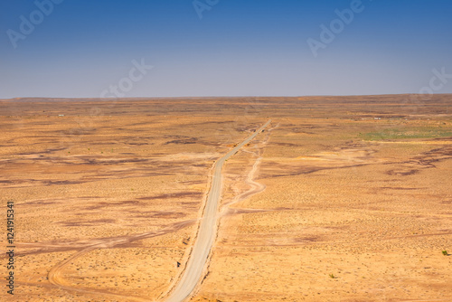Obraz na płótnie Kyzylkum (red sand) Desert of the Khorezm region from Chilpik Kala, Uzbekistan w salonie