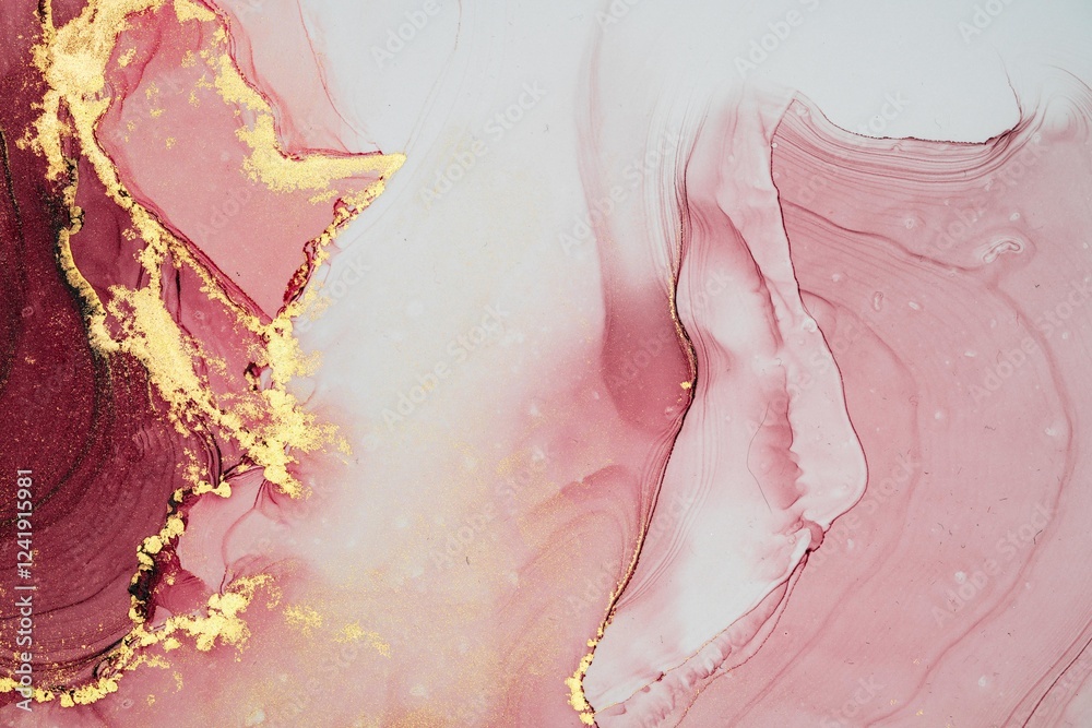 Fototapeta premium Original artwork photo of marble ink abstract art. High resolution photograph from exemplary original painting. Abstract painting was painted on HQ paper texture to create smooth marbling pattern.
