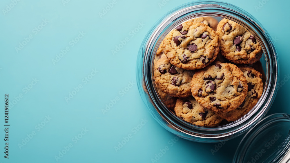 Chocolate chip cookies in a glass jar Chocolate chip cookies in a glass jar