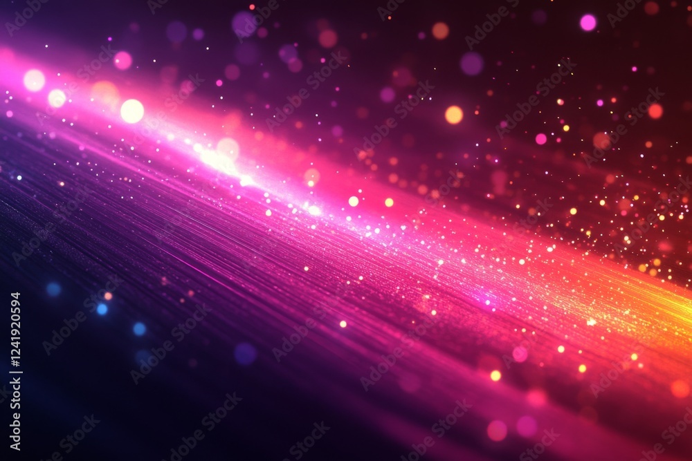 Fototapeta premium Vivid space nebula with glowing pink and purple lights