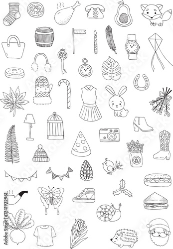 Vector Handdrawn Cute Icon 2 (white background)