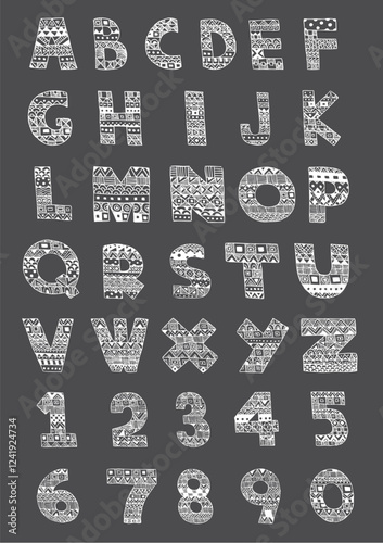 Vector Alphabet Cute Handdrawing (black background)