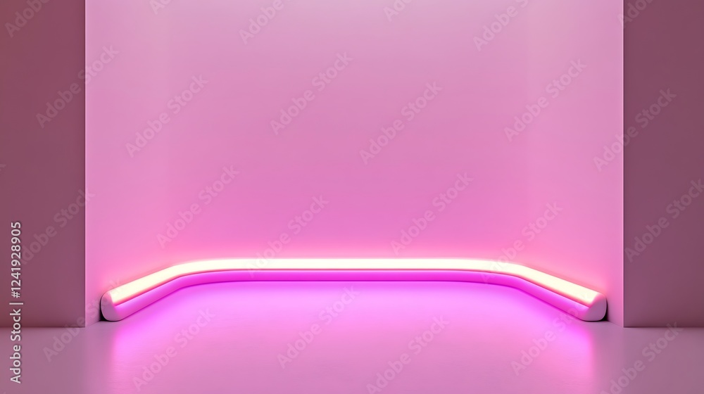 Fototapeta premium Pink neon light stage, empty