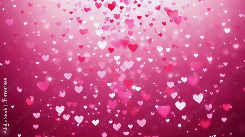 loop video red graphic element heart falling transparent confetti fall valentine day february vector design nubes isolated white holiday symbol pink decoration hearts shape saint flower 14