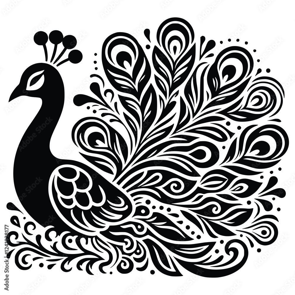 elegant simple vector of a peacock generative ai elegant simple vector of a peacock generative ai