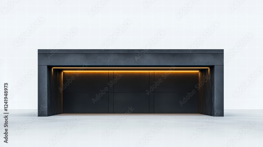 Modern Minimalist Display: Sleek, dark grey concrete structure with warm, ambient lighting, perfect for showcasing products or branding. Ideal for minimalist designs, showcasing luxury goods. Modern Minimalist Display: Sleek, dark grey concrete structure with warm, ambient lighting, perfect for showcasing products or branding. Ideal for minimalist designs, showcasing luxury goods.