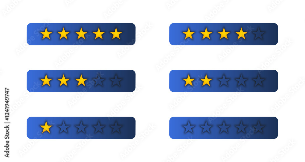 gold star rating bars on a dark blue background