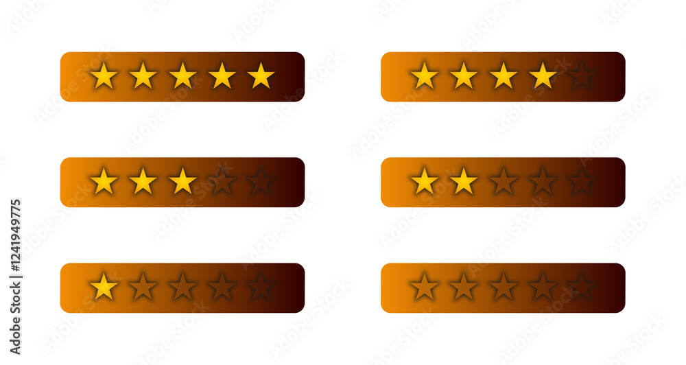 gold star rating bars on a gradient orange background