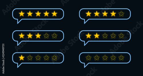 Obraz na płótnie golden star ratings in chat bubbles w salonie