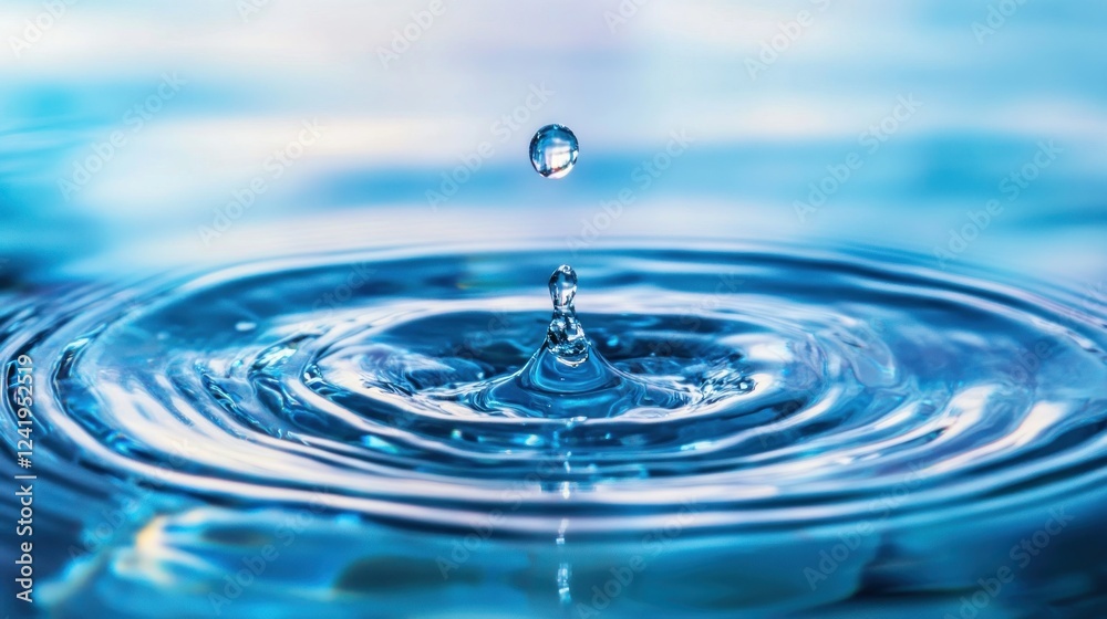 blue drop of water with tranquil background blue drop of water with tranquil background
