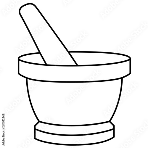 Mortar and Pestle Icon. Herbal Grinding Tool, Traditional Pharmacy, Culinary Spice Preparation,  Apothecary Equipment, Kitchen Utensil, Natural Remedies , Organic Ingredient Crusher