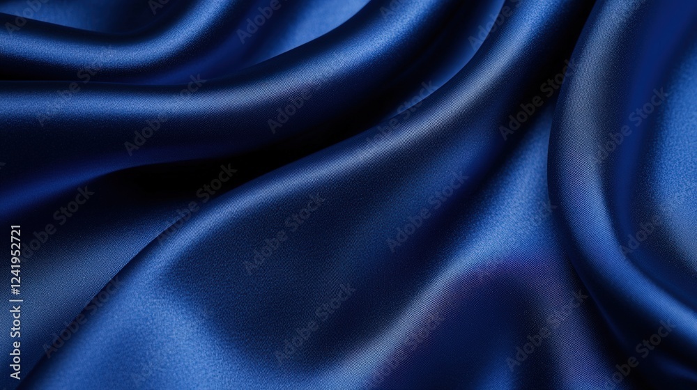 Fototapeta premium Deep Blue Satin Draped Luxuriously Smooth Fabric