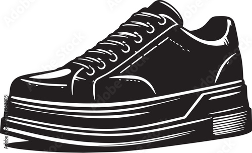 Shoes Silhouette line art vector illustration on white background