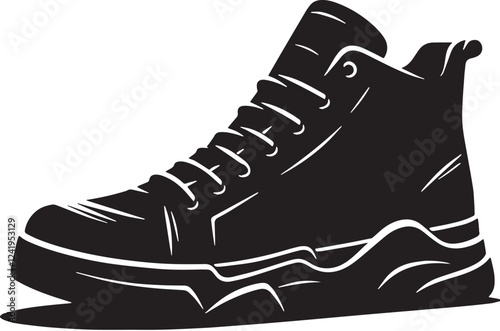 Shoes Silhouette line art vector illustration on white background