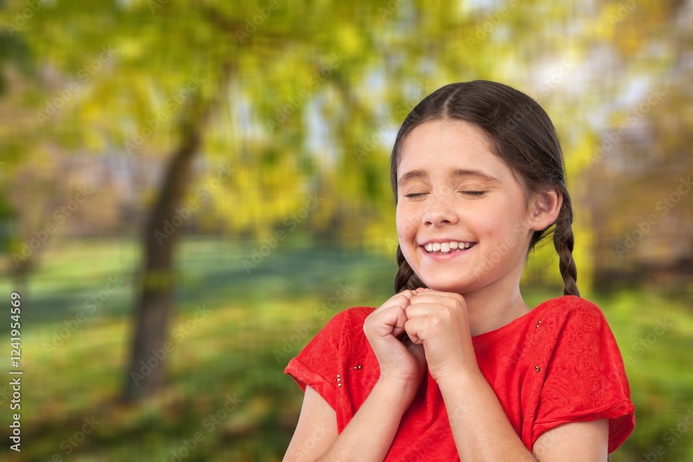 Young happy child pray, religion concept. Young happy child pray, religion concept.
