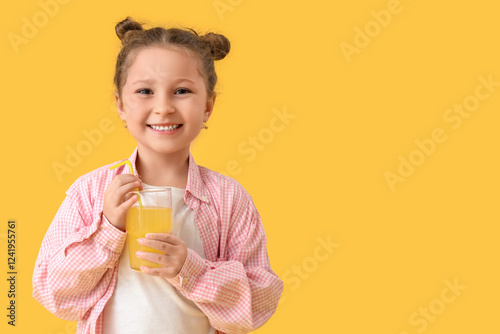 Cute little girl with glass...