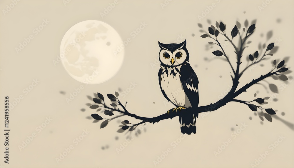 Fototapeta premium Mystical Owl on a Moonlit Night