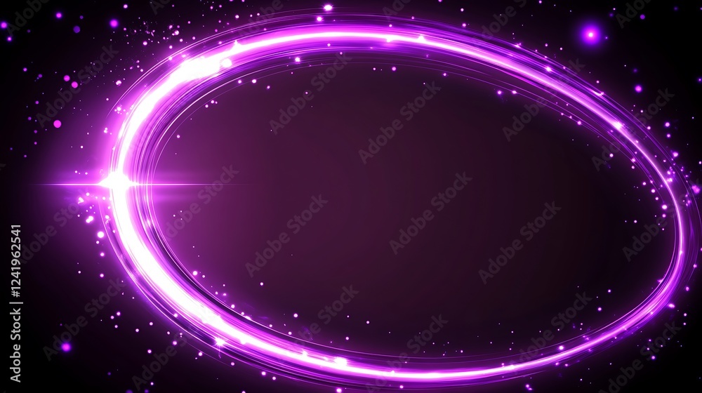 Obraz premium Purple light oval frame, dark background, design element