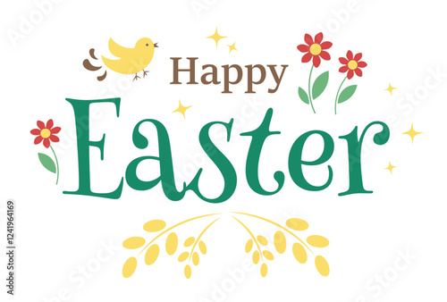 The inscription of a happy Easter cake on a white background. Poster, greeting card