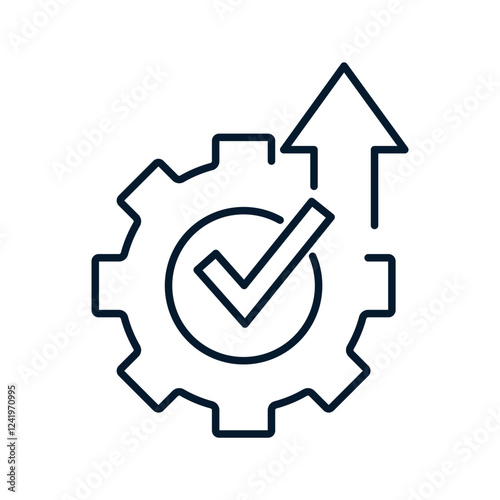 Concept of work process optimization. Vector linear icon isolated on white background.