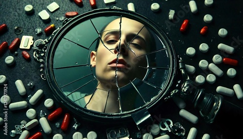 A conceptual image illustrating the struggle and triumph of breaking free from opioid and prescription drug addiction, symbolizing the path to recovery and freedom. photo