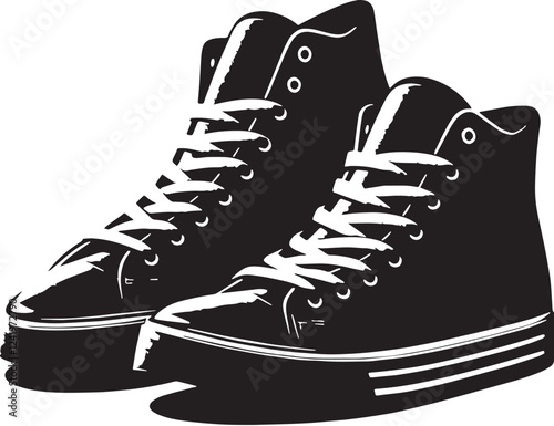 Sneakers Silhouette line art vector illustration on white background