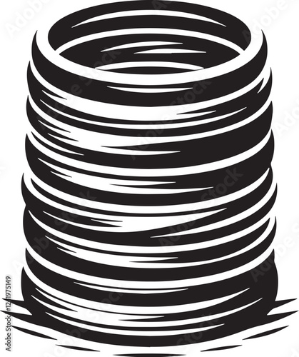 Stackable Rings Silhouette line art vector illustration on white background
