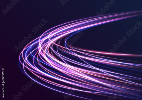 Vector glitter light fire flare trace.  Meteor shower, abstract space background. Expressway in long delay, with car lights at night on autobahn. Night starry sky.