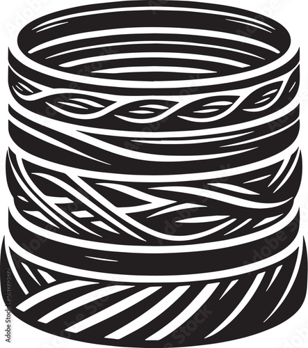 Stackable Rings Silhouette line art vector illustration on white background
