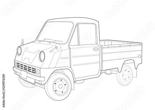 old truck lineart