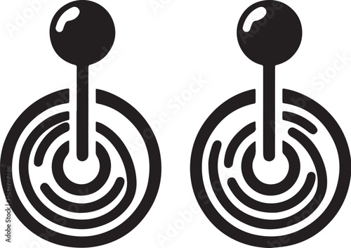 Stud Earrings Silhouette line art vector illustration on white background