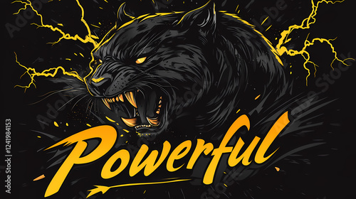 Vector illustration of an angry panther with the text 