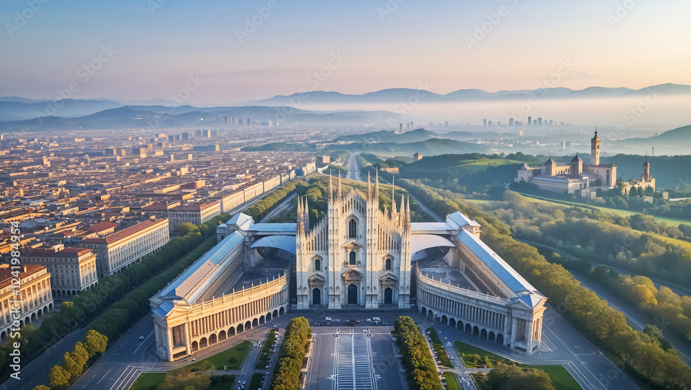 Obraz premium stunning panorama of Milan city Italy sunny day