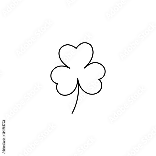 Cute doodle shamrock isolated. St Patricks Day symbol. Three leaf shamrock. Vector doodle illustration. Irish Patricks Day March 17 design element