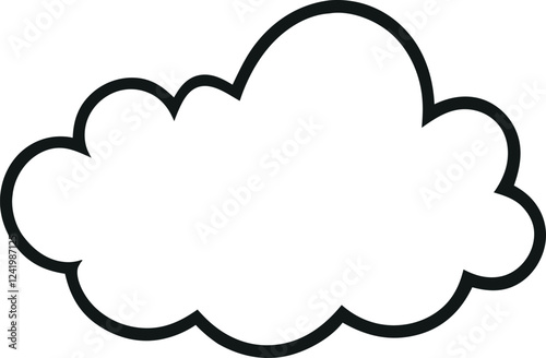 Minimalist Cloud Outline Icon - Simple Black and White Hand-Drawn Cloud Symbol for Weather, Nature, and Sky Designs