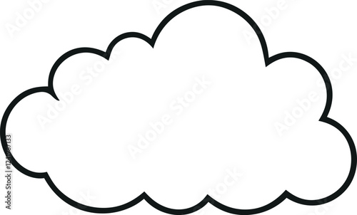 Minimalist Cloud Outline Icon - Simple Black and White Hand-Drawn Cloud Symbol for Weather, Nature, and Sky Designs