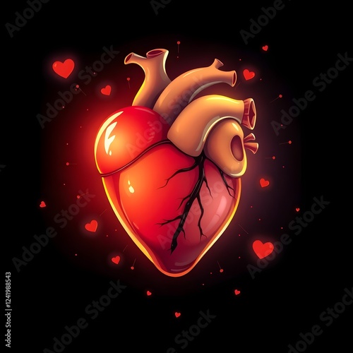Human heart illustration, 4K UHD 