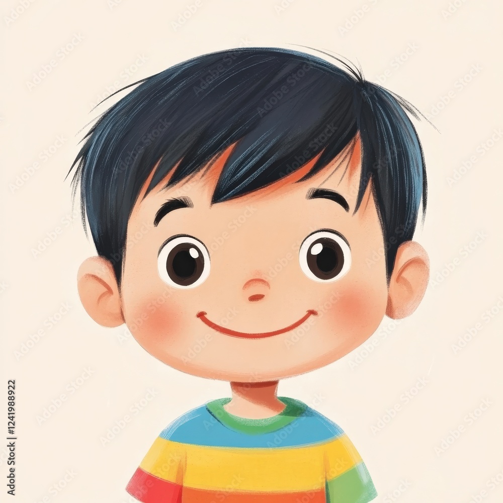Cheerful Boy Portrait Illustration Cheerful Boy Portrait Illustration