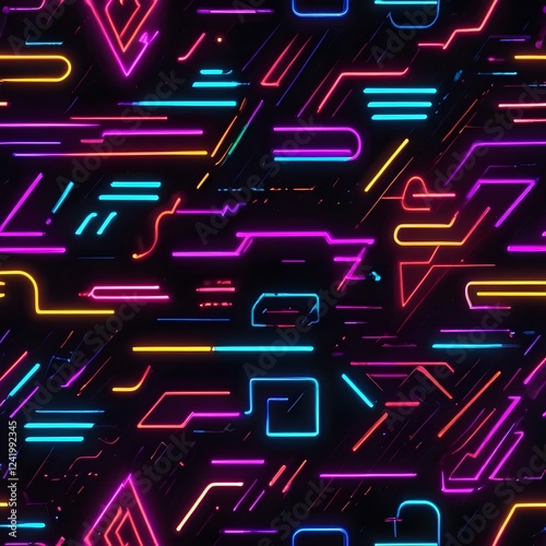 80s Neon Textures on Black Classic retro futuristic